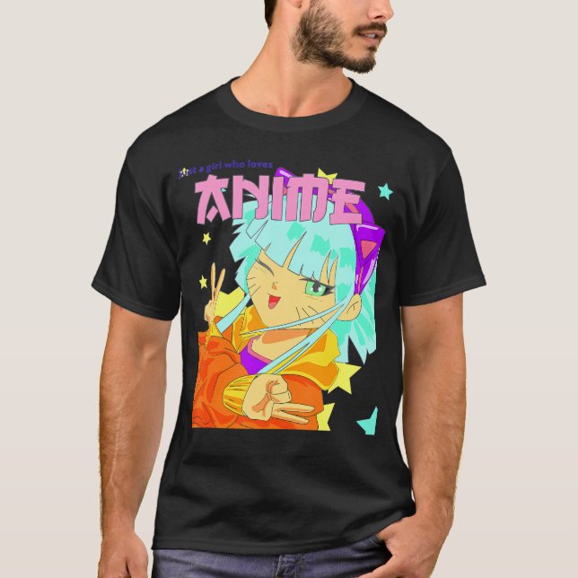 Camiseta Apenas Uma Menina Que Ama O Anime Harajuku Kawaii  (Frente)