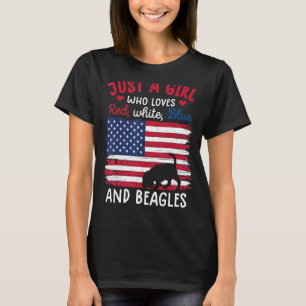 Camiseta Apenas Uma Menina Que Ama O Azul Branco Vermelho U