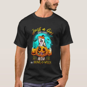 Camiseta Apenas Uma Menina Que Ama O Cachorro Akita Inu E O