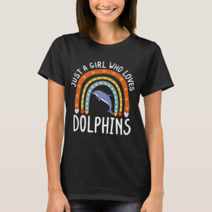 Camiseta Apenas Uma Menina Que Ama O Golfinho Arco-Íris Pre