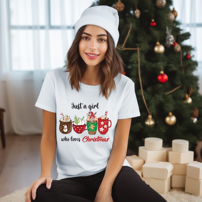 Camiseta Apenas Uma Menina Que Ama O Moderno De Natal (Criador carregado)