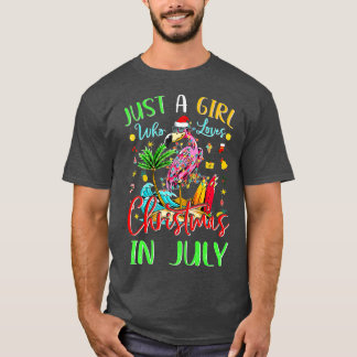 Camiseta Apenas Uma Menina Que Ama O Natal Em Julho Flaming