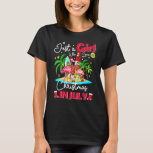 Camiseta Apenas Uma Menina Que Ama O Natal Em Julho Flaming