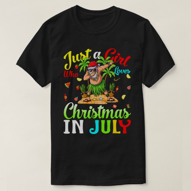 Camiseta Apenas Uma Menina Que Ama O Natal Em Julho Havaian (Frente do Design)