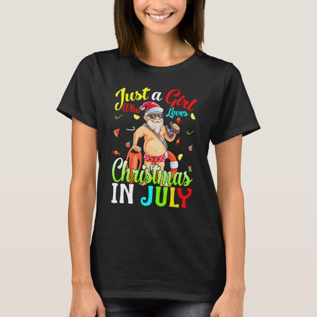 Camiseta Apenas Uma Menina Que Ama O Natal Em Julho Havaian (Frente)