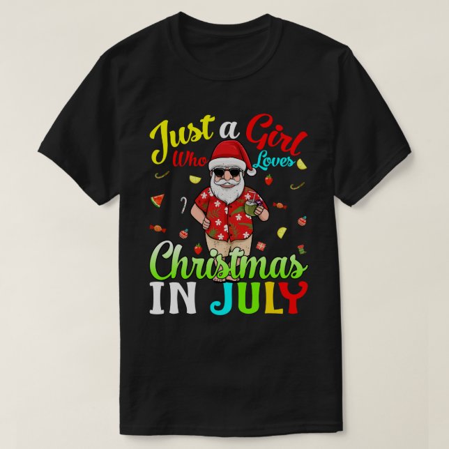 Camiseta Apenas Uma Menina Que Ama O Natal Em Julho Havaian (Frente do Design)