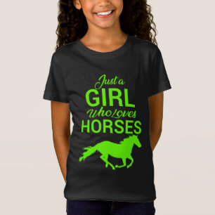Camiseta Apenas Uma Menina Que Ama O Neon Dos Cavalos