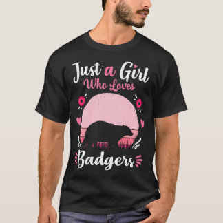 Camiseta Apenas Uma Menina Que Ama Os Badgers Retro Vintage