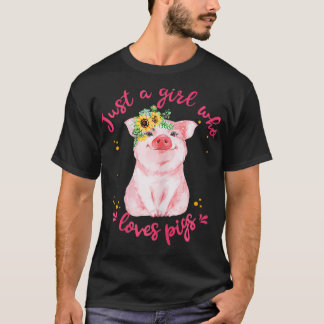 Camiseta Apenas Uma Menina Que Ama Os Suínos, O Amor Do Por