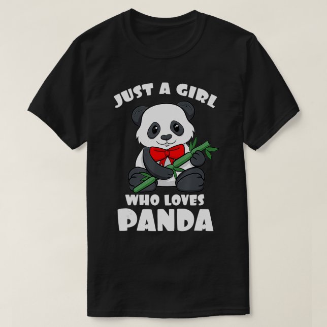 Camiseta Apenas Uma Menina Que Ama Panda Bamboo Black Patch (Frente do Design)