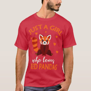 Camiseta Apenas Uma Menina Que Ama Pandas Vermelhas1