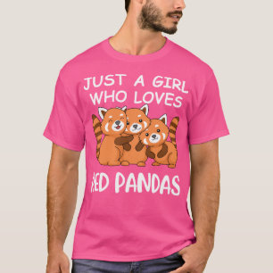 Camiseta Apenas Uma Menina Que Ama Pandas Vermelhas Dando A