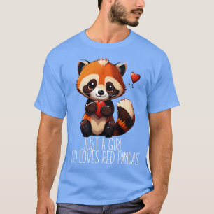 Camiseta Apenas Uma Menina Que Ama Pandas Vermelhas Meninas