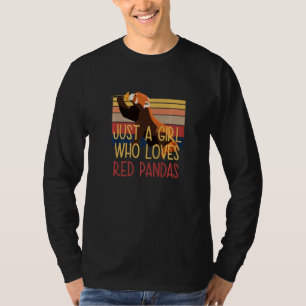Camiseta Apenas Uma Menina Que Ama Pandas Vermelhas Para De