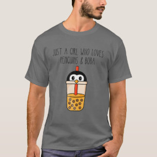 Camiseta Apenas Uma Menina Que Ama Pinguim - Boba Bubble Te