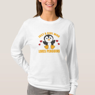 Camiseta Apenas Uma Menina Que Ama Pinguins Coração Pinguim