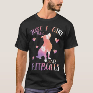 Camiseta Apenas Uma Menina Que Ama Pitbulls Watercolor Pitb