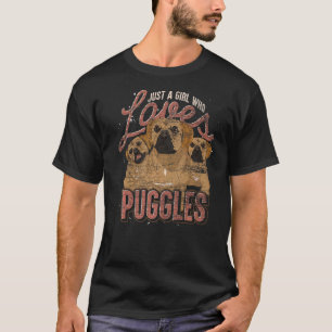 Camiseta Apenas Uma Menina Que Ama Puggles Cachorro Cachorr