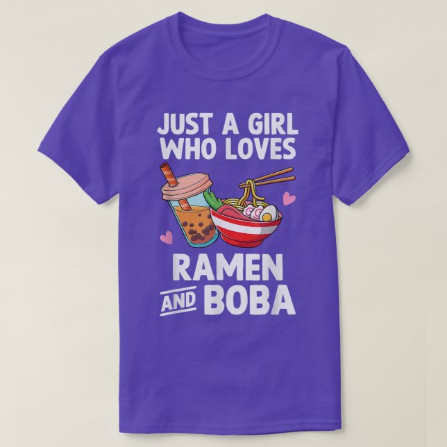 Camiseta Apenas Uma Menina Que Ama Ramen E Boba Bubble Tea  (Frente do Design)