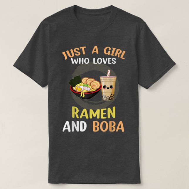Camiseta Apenas Uma Menina Que Ama Ramen E Boba Kawaii Japa (Frente do Design)