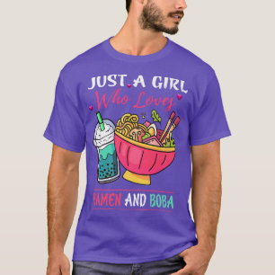 Camiseta Apenas Uma Menina Que Ama Ramen E Boba Tea Kawaii 