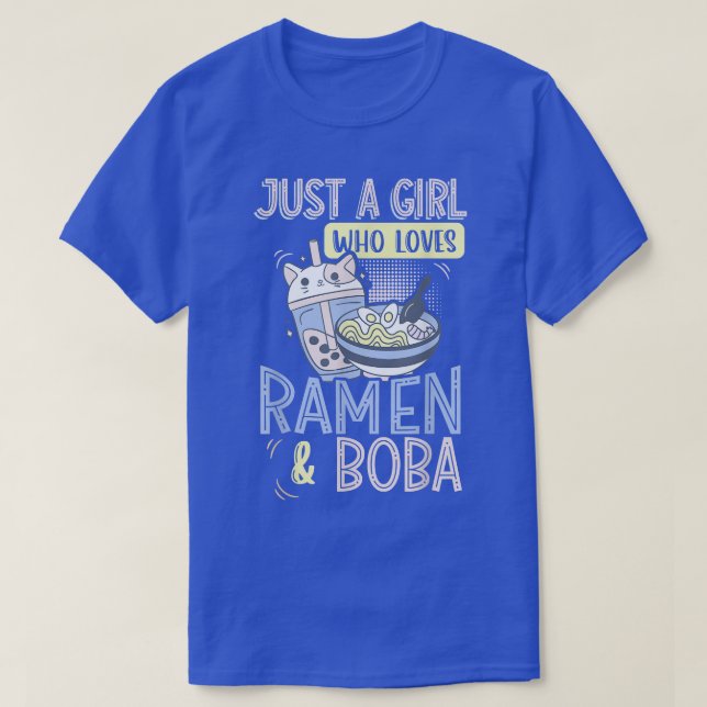 Camiseta Apenas Uma Menina Que Ama Ramen E Chá De Bolha (Frente do Design)