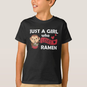 Camiseta Apenas Uma Menina Que Ama Ramen E Macacos