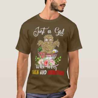 Camiseta Apenas Uma Menina Que Ama Ramen E Monstros Flores