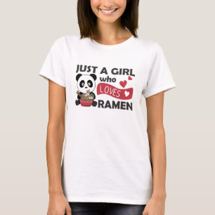 Camiseta Apenas Uma Menina Que Ama Ramen Panda Kawaii