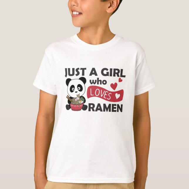 Camiseta Apenas Uma Menina Que Ama Ramen Panda Kawaii (Frente)