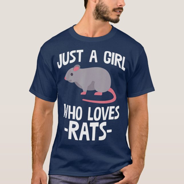 Camiseta Apenas Uma Menina Que Ama Ratos, Rat Lover, Presen (Frente)