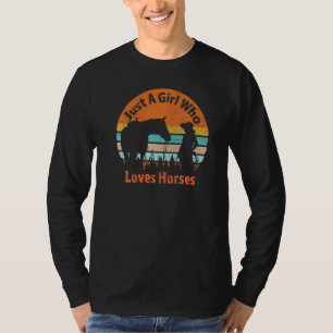 Camiseta Apenas Uma Menina Que Ama Seu Cavalo Retro Sunset