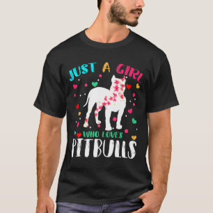 Camiseta Apenas Uma Menina Que Ama Silhueta De Pitbulls Flo