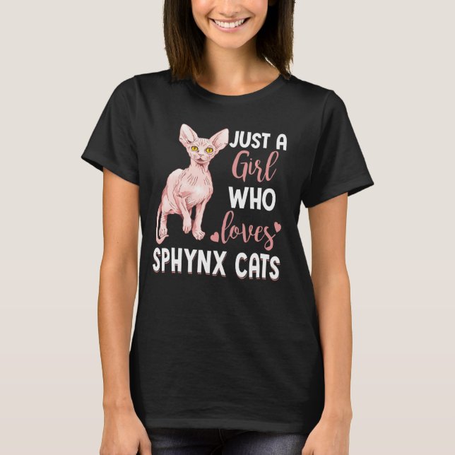 Camiseta Apenas Uma Menina Que Ama Sphynx Gata Um Gato Engr (Frente)