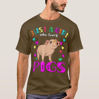 Camiseta Apenas Uma Menina Que Ama Suínos3579