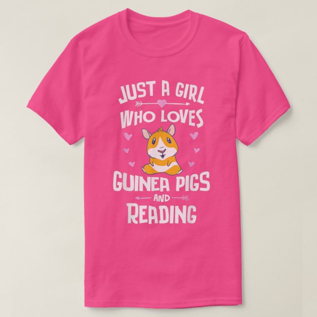 Camiseta Apenas Uma Menina Que Ama Suínos E Leitura De Guin (Frente do Design)