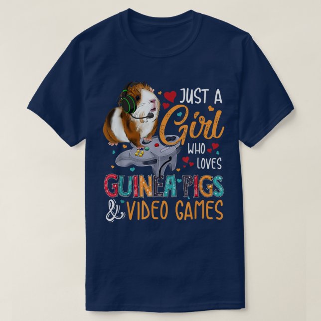 Camiseta Apenas Uma Menina Que Ama Suínos E Videos games De (Frente do Design)