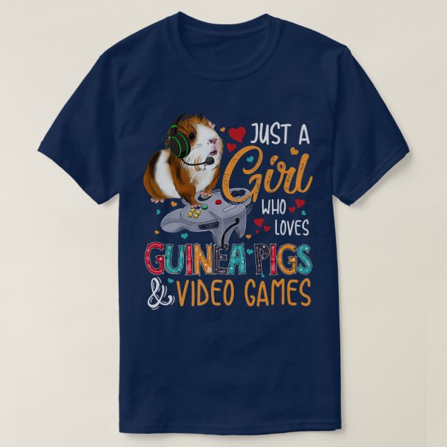 Camiseta Apenas Uma Menina Que Ama Suínos E Videos games De (Frente do Design)