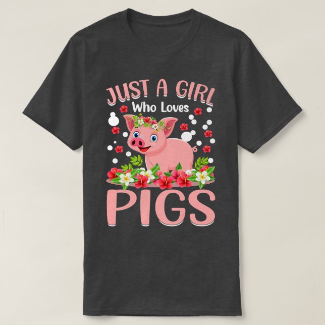 Camiseta Apenas Uma Menina Que Ama Suínos Sobrevoando Um Fa (Frente do Design)