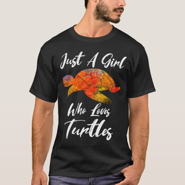 Camiseta Apenas Uma Menina Que Ama Tartarugas Mulheres E Cr (Frente)