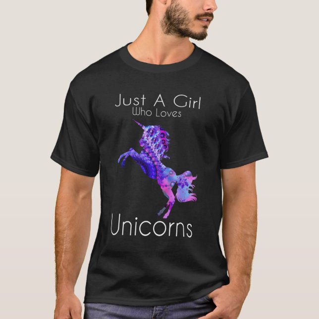 Camiseta Apenas Uma Menina Que Ama Unicórnios Cute Unicorn  (Frente)