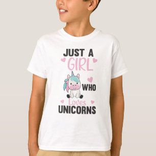 Camiseta Apenas Uma Menina Que Ama Unicórnios Rosa