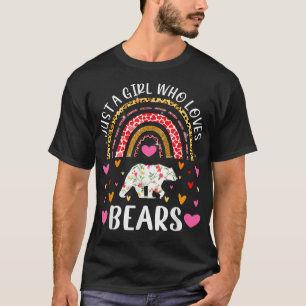 Camiseta Apenas Uma Menina Que Ama Urso Arco-Íris Por Trás