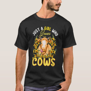 Camiseta Apenas Uma Menina Que Ama Vacas Fazendeiros Açougu