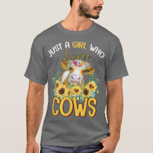 Camiseta Apenas Uma Menina Que Ama Vacas Fazendeiros Floral