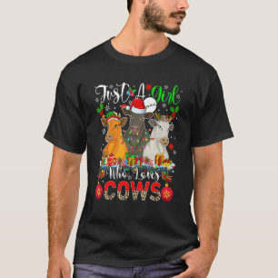 Camiseta Apenas Uma Menina Que Ama Vacas Três Rena do Papai