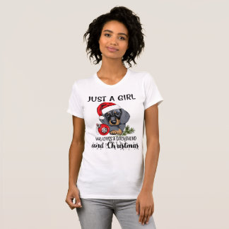 Camiseta Apenas uma menina que ame um Dachshund e um Natal