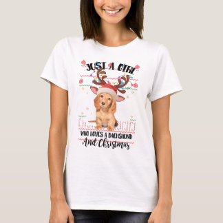 Camiseta Apenas uma menina que ame um Dachshund e um Natal
