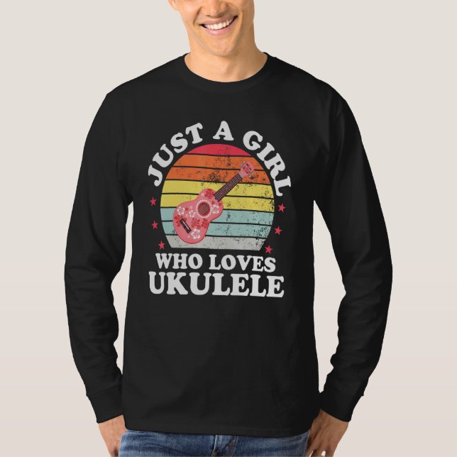 Camiseta Apenas Uma Menina Ukulele Jogadora Mãe Mulheres Us (Frente)
