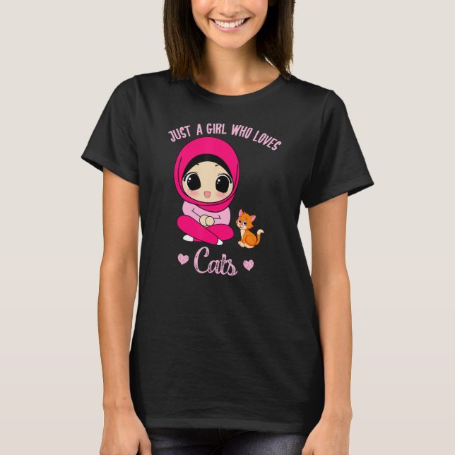 Camiseta Apenas Uma Mulher Hijabi Muçulmana Que Ama Cats Hi (Frente)